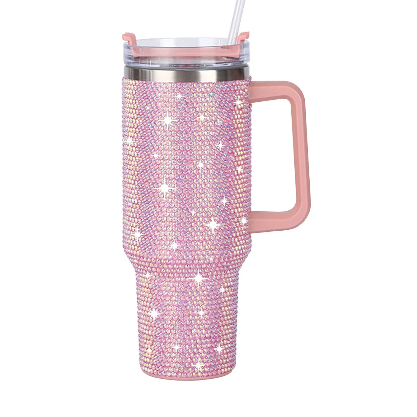 2024 Glitter 40oz Rhinestone Bling Diamond Tumbler With Handle Vacuum Insulated Stainless Steel Bottle Cup With Lid And Straw