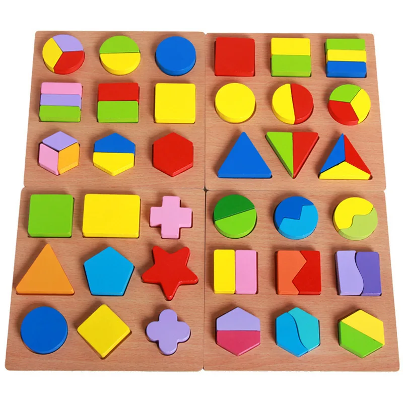 Educational Toy Kids Geometric Blocks Set Colorful Children Puzzle Toys Funny Shape Matching Game