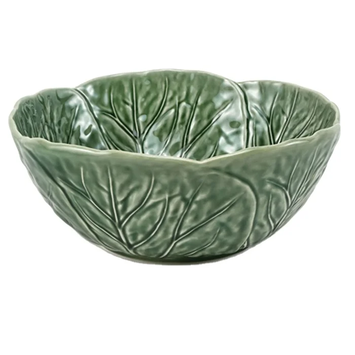 Wholesale Green Cabbage Leaf ceramic Salad Bowl