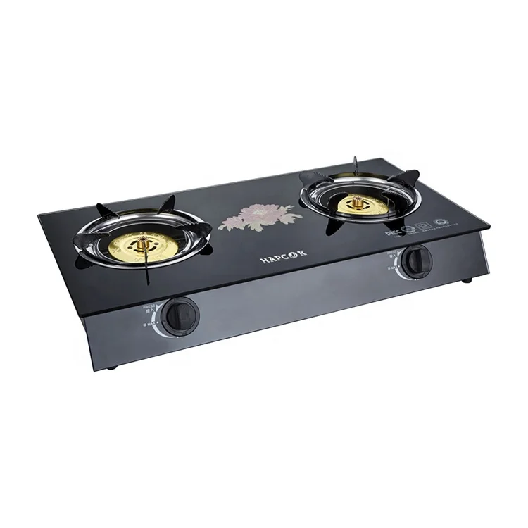 China explosion sale glass top 2 double burners gas stove