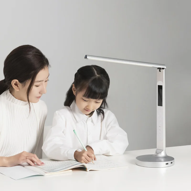 portative  durable mulit-functional speaker digital display learning Battery touchable controling paire usb port table lamp