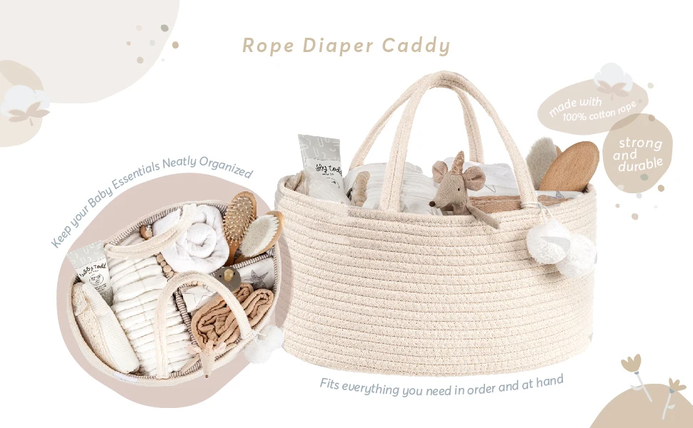 Professional  New nursery storage bin cotton rope diaper caddy baby diaper caddy mommy bag nursery