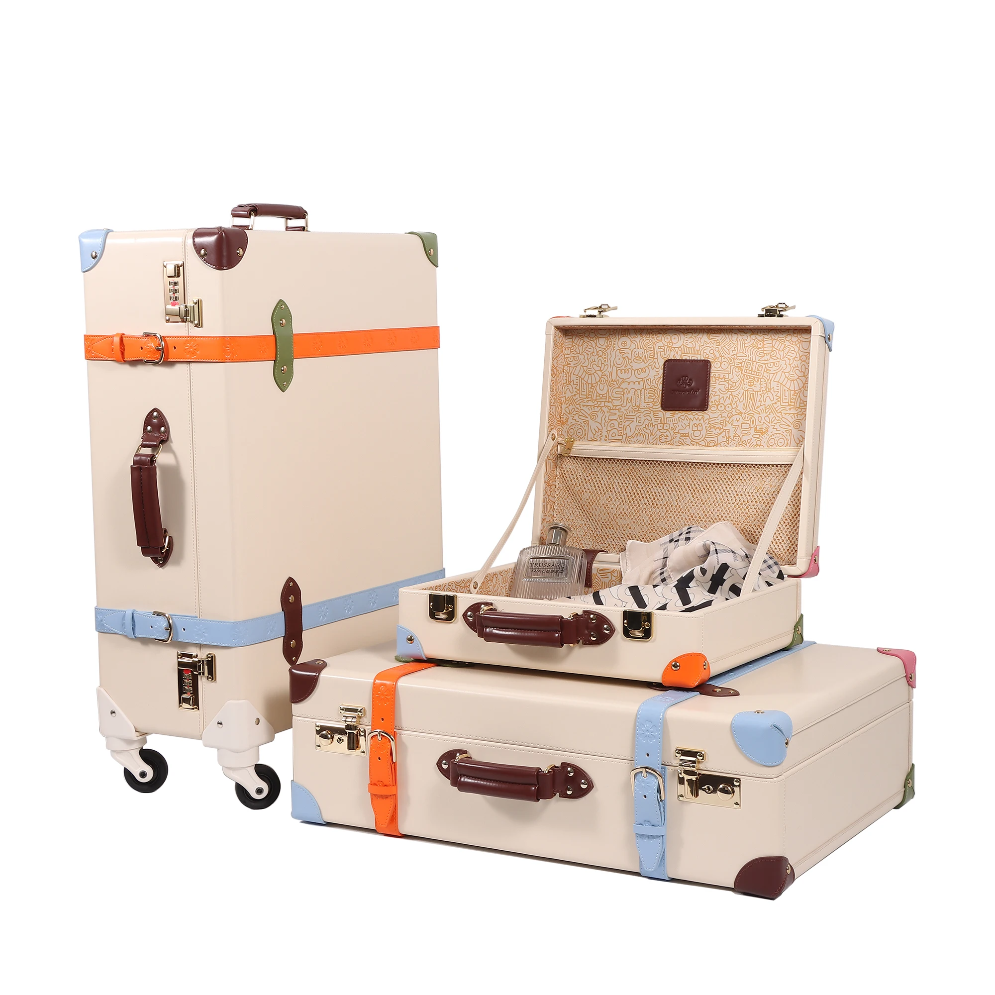 Manufacturer Carry On  Vintage Custom Guangdong 3 Pcs Mini Leather Travel Luggage Suitcases Sets For Travel