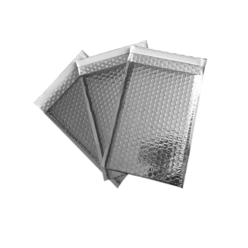Hot Sale Shipping Mail Bags Cushion Aluminum Foil Padded Envelope Customized Silver Packaging Metallic Bubble Mailers with Logo