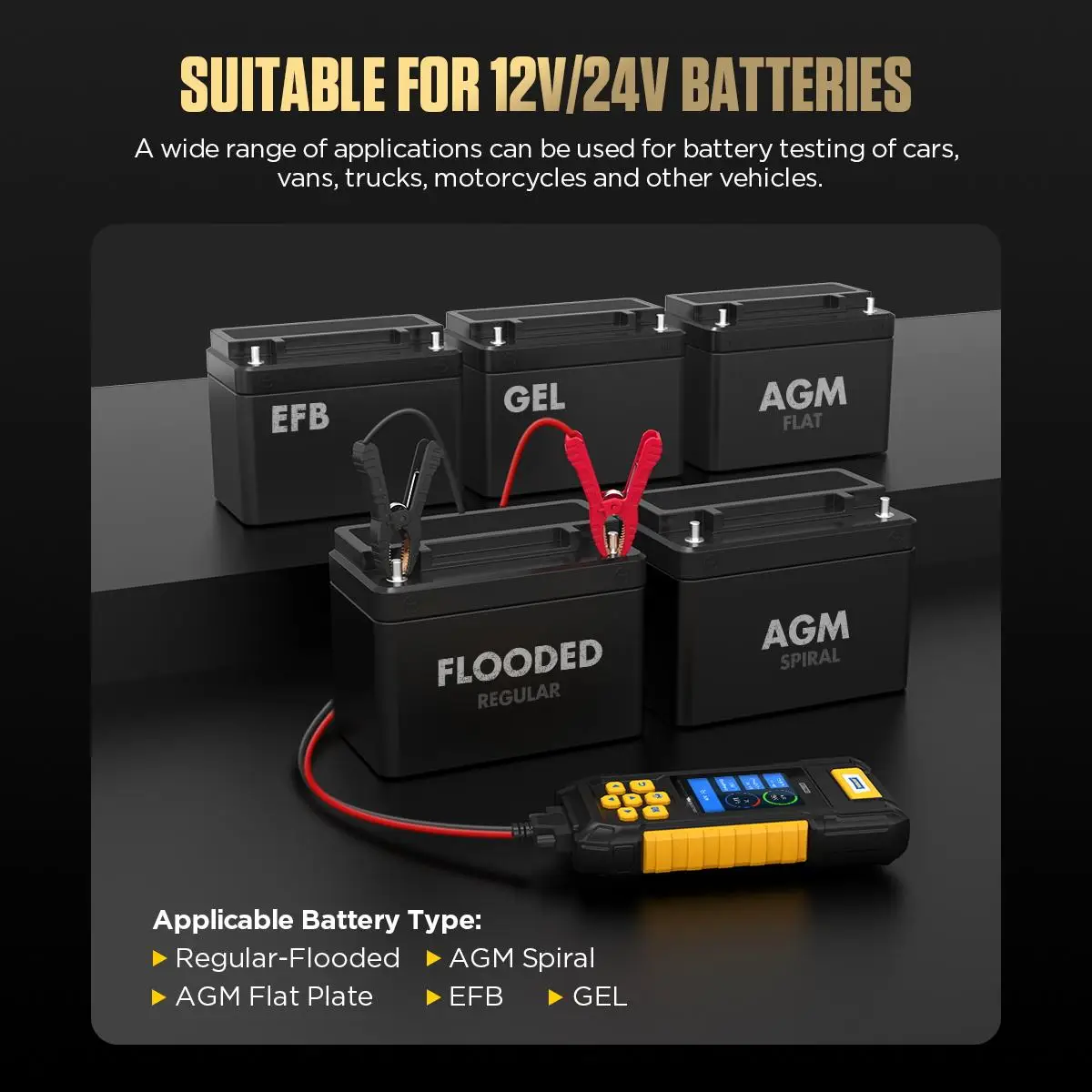 AUTOOL BT760 Battery Tester Digital Color Screen Support Printer Cranking Charging Max Load Test for Cars and Multi-Models