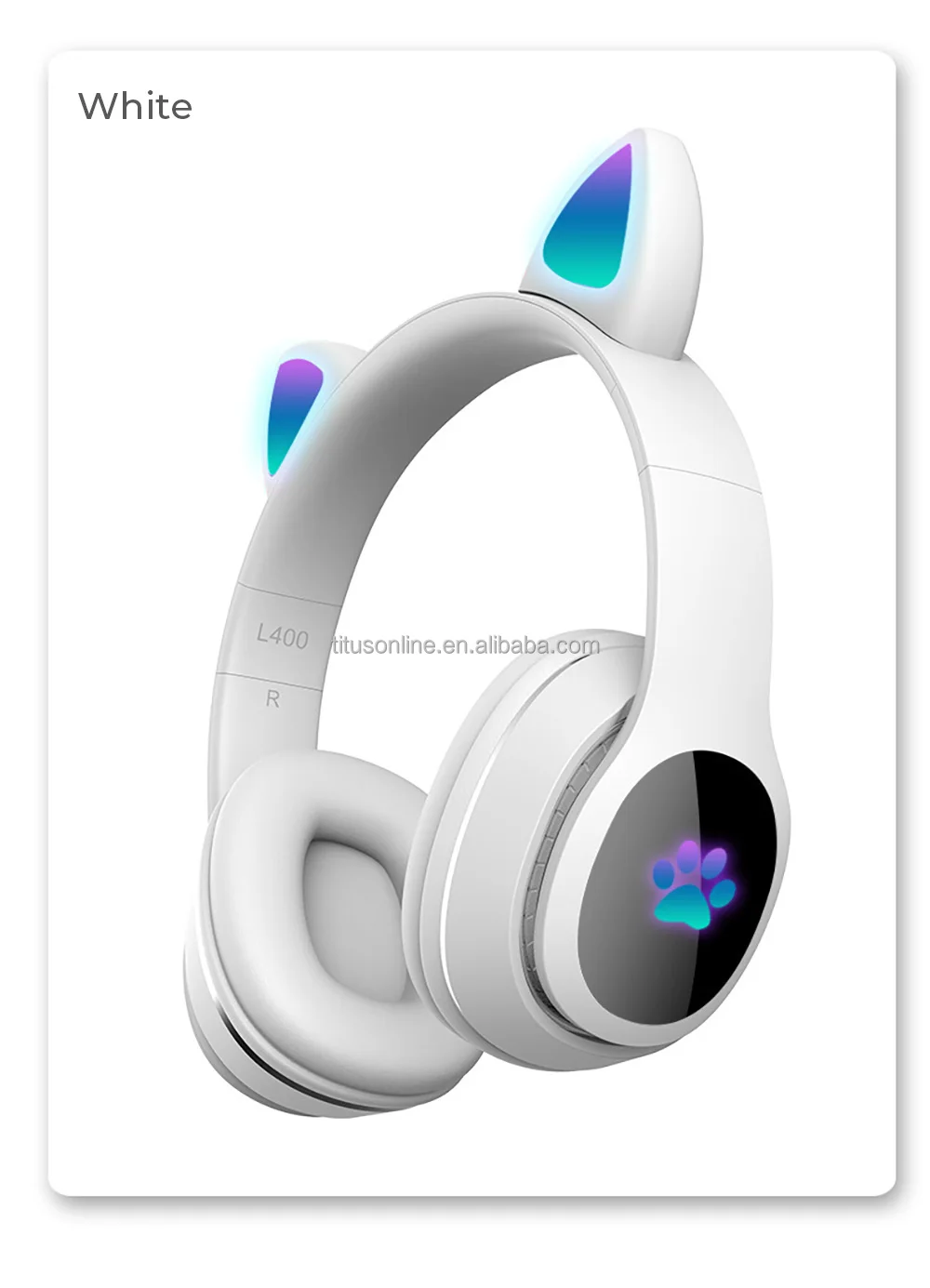 L400 Verified Suppliers Glowing Cat Ear Headphones For Girls Kids Headphones Wireless Over The Ear Headphones