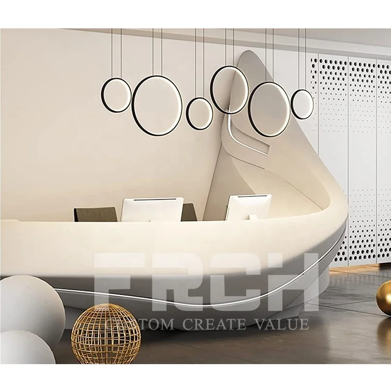Luxury Custom Design Unique Special Shape Artistic Front Counter Hotel Gym Spa Beauty Salon Reception Desk