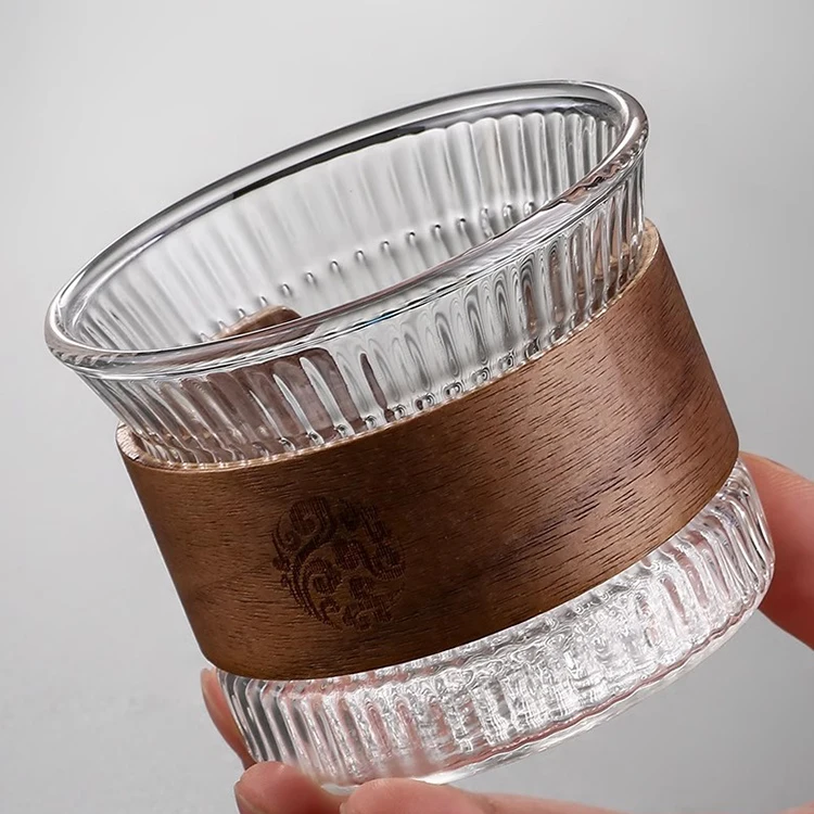 Чайная чашка с деревянной ручкой, маленький молоток, стеклянная чашка для кофе, чашка для воды с деревянным кольцом