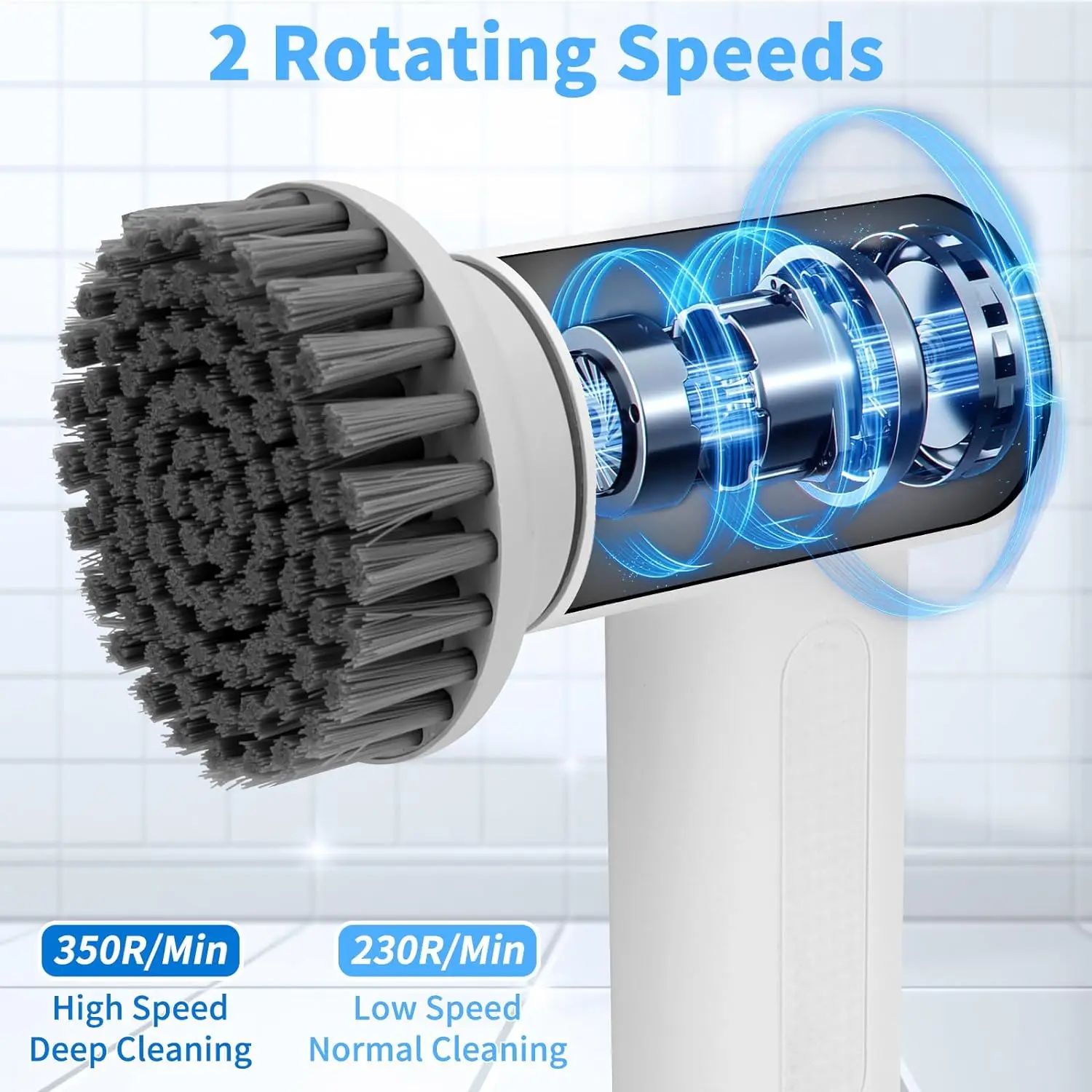 4 in 1 Kitchen Dishwashing Brush Sink Cleaner Bathroom Bathtub Clean Brush Spin Scrubber Wireless Electric Cleaning Brush