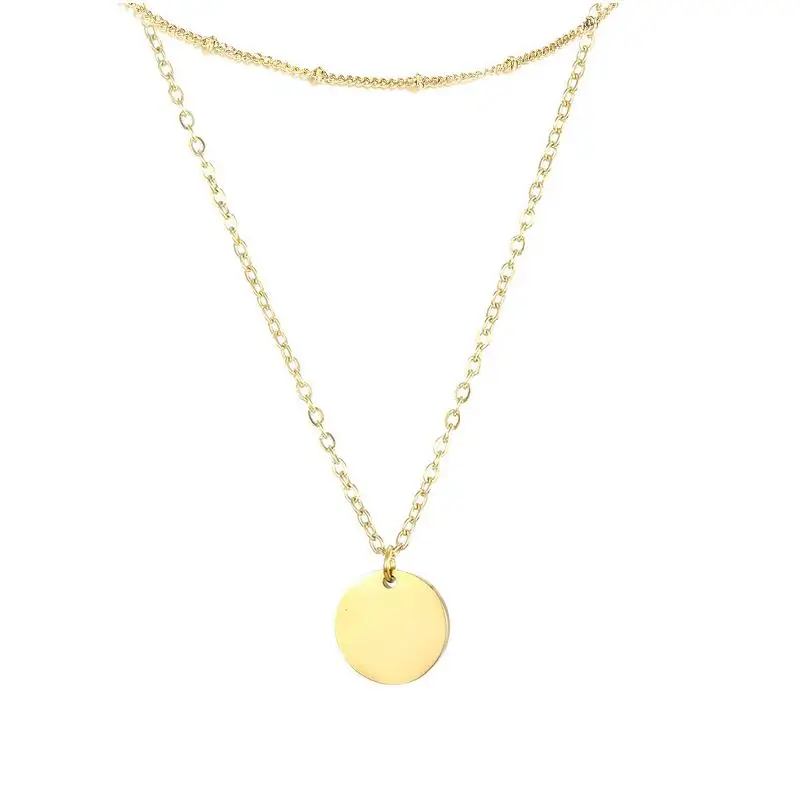 Fashion Jewelry Necklaces Custom Logo Pendants Moon Round Beads Link With Letter Star Of David Beaded Fashion Stock Necklace