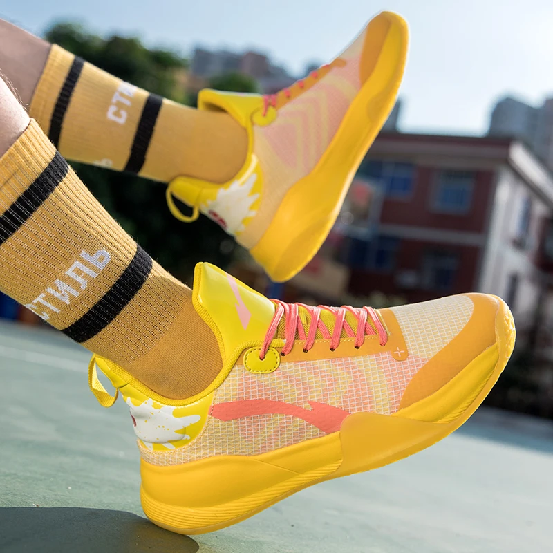 High Elastic Cushioning Rubber Sole Strong Grip Strings Shoes Men Basketball