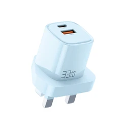 NEW UK Plug Mini 33W 30W USB C Charger Colorful Travel PD PPS Charger Block Dual Ports Type-C + USB Wall Adapter