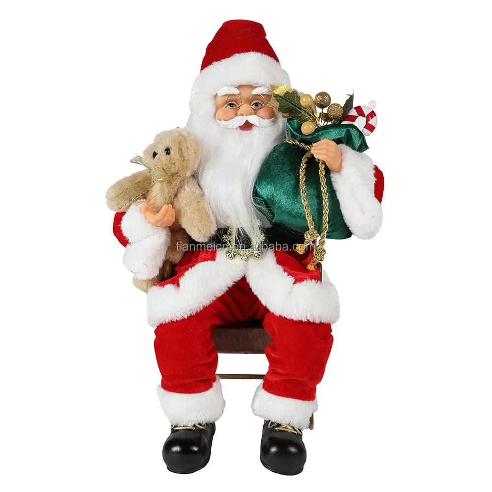 40cm Custom Christmas plush Animated Electric Santa Claus Rocking Chair Musical Ornament Decoration Figurine Xmas Collection