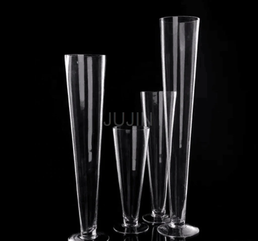 
Amazon hot best selling clear large tall good quality reversible flower glass vase for wedding centerpiece 