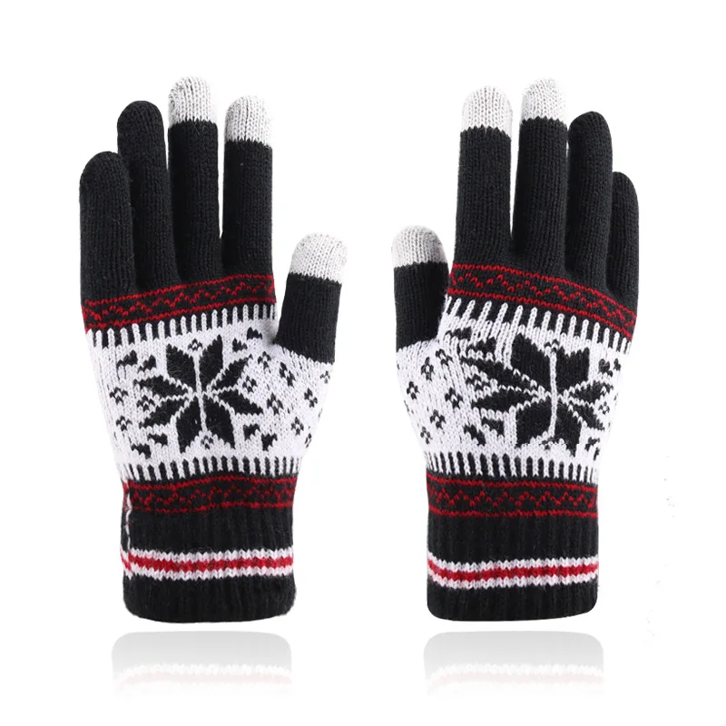 Fashion Cheap Winter Capacitive Mobile Phone Smartphone Texting Touch Screen Jacquard Knitted Gloves