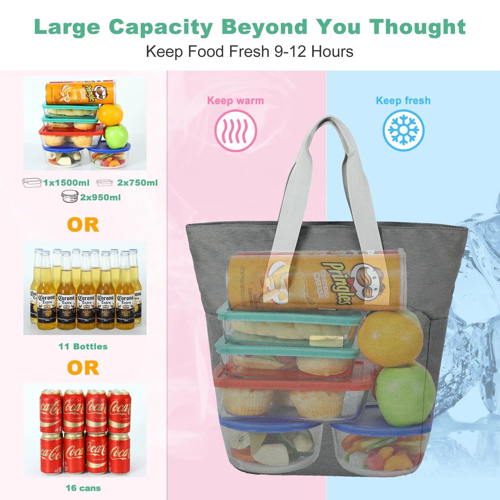 MIER Adult Cute Lunch Bag Tote with Shoulder Strap Insulated Leakproof Large Soft Cooler Bag for Work, Grocery Shopping, Picnic,