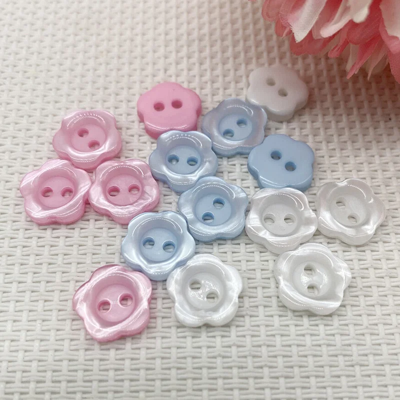 Flower Buttons Round 2-Hole Pearl Resin Buttons  for Crafting Sewing Replacement Knitting Handmade Baby and Kids Sweaters