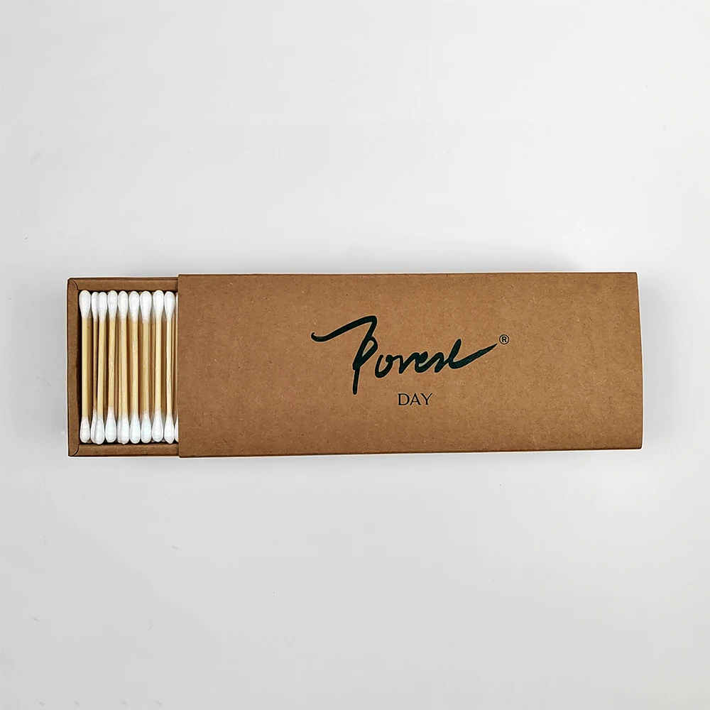 Ear Cleaning Non Sterile Pure Cotton Bud 400 Count Bamboo Wooden Eco Friendly Cotton Buds