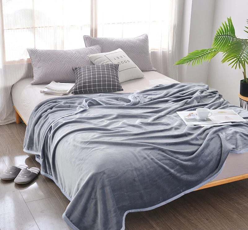 Cross-border flannel solid color thickened blanket double-sided fleece multi-functional single double blanket gift blanket
