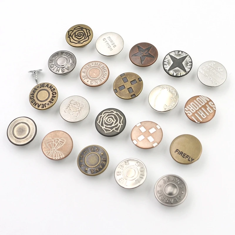 Wholesale custom logo style High quality Classic antique vintage 17mm rivets accessories denim metal tack Jeans button for jeans