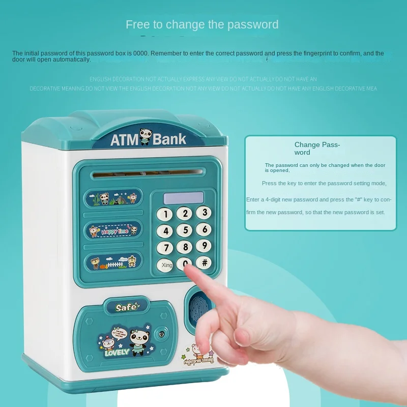 Automatic Induction Roll Money ATM Large Capacity Simulation Intelligent Electronic Fingerprint Password Suitcase Coin Bank