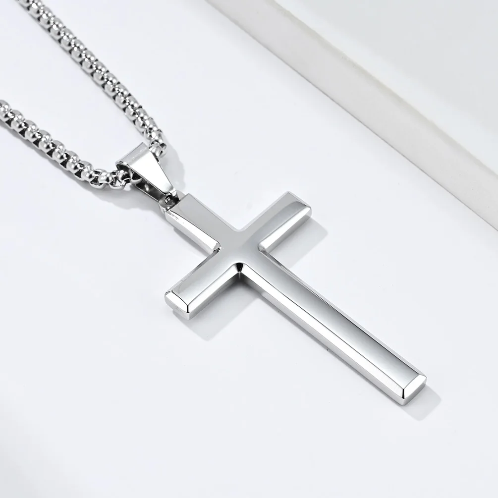 High Quality Stainless Steel Cross Pendant Necklace Religious Simple Solid Color Prayer Cross Pendant for Men and Women