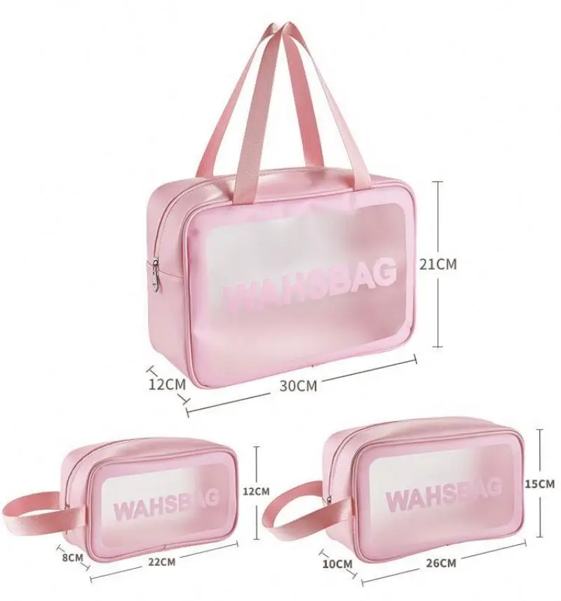 wholesale custom PVC clear cosmetic bag with logo travel cosmetic bag 3pcs set cosmetic gift bags
