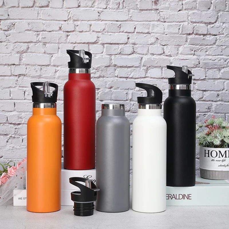 Insulated Ss Water Bottle Sip Lid Double Wall 500ml Straw Vacuum
