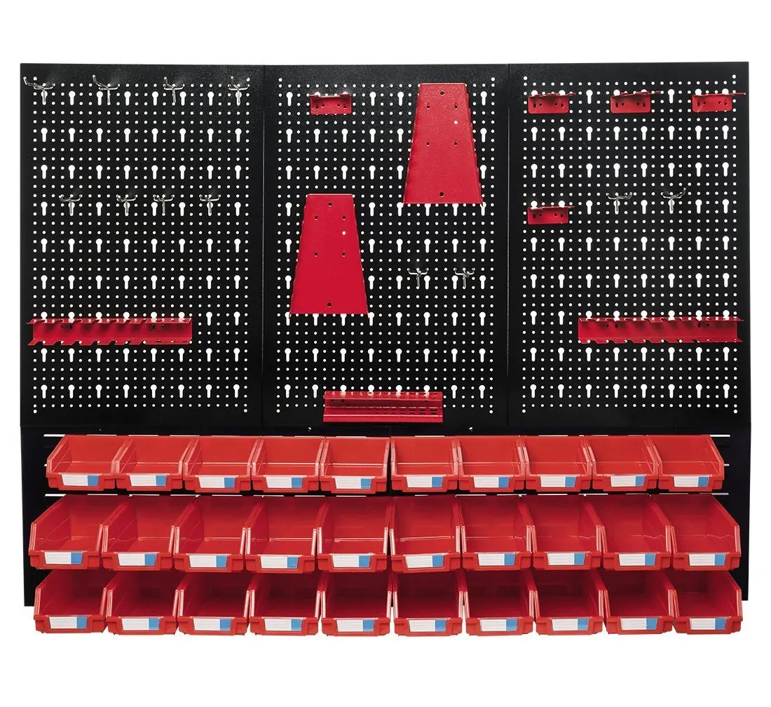 China Wall Mounted Pegboard Tool Screws Container Plastic Storage Boxes Wall Shelving Stacking Boxes Combine Tool Organization