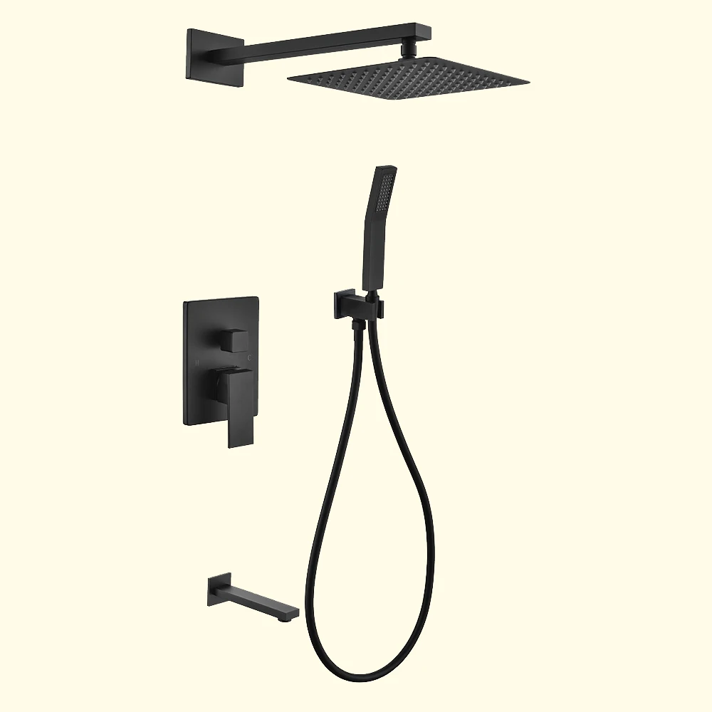 Inwall Concealed Modern Black Shower Mixer