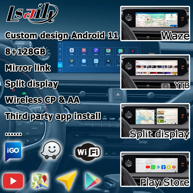 8+128GB Android 13 CarPlay Android Auto interface box video interface for Lexus UX250h UX200 2018-  by Lsailt