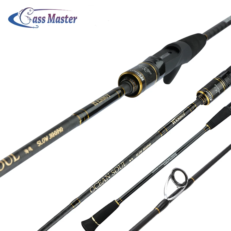 Bassmaster оптовая продажа углеродная медленная рыболовная удочка для джиггинга морская 2 секции Спиннинг