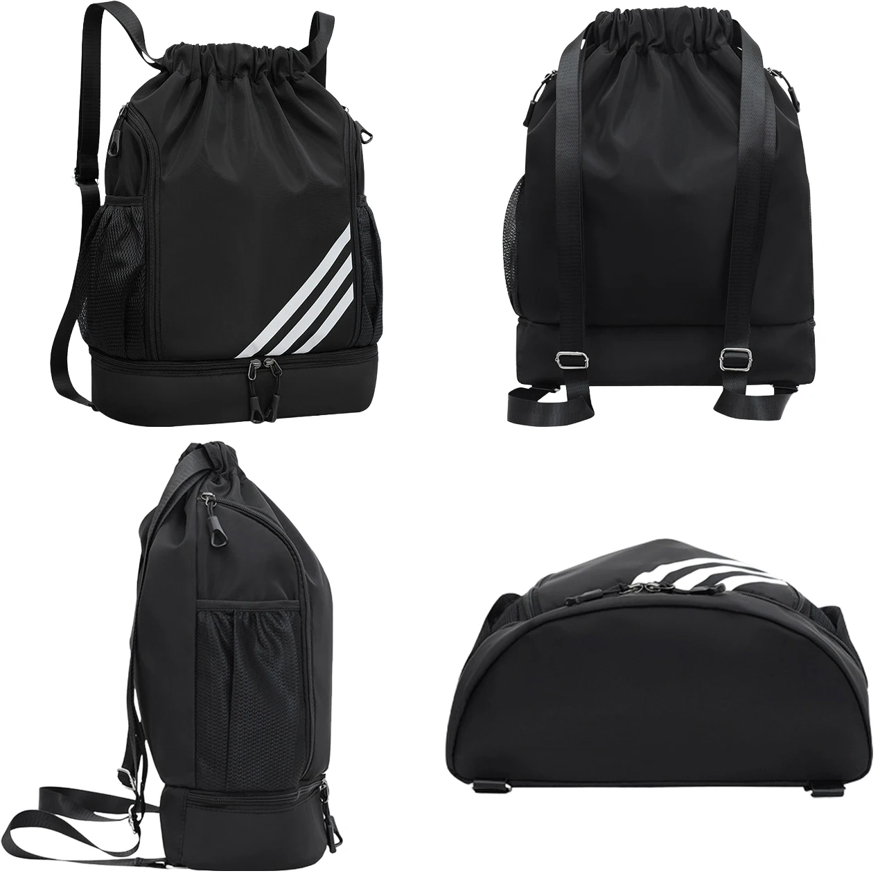 Factory Customizable Nylon Waterproof String Bag Draw String Sport Gym Bag Basketball Drawstring Backpack