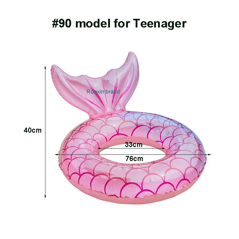 Mermaid Fish Tail Inflatable PVC Swimming Ring Pool Accessories for Kids Water Sports Swim Circle