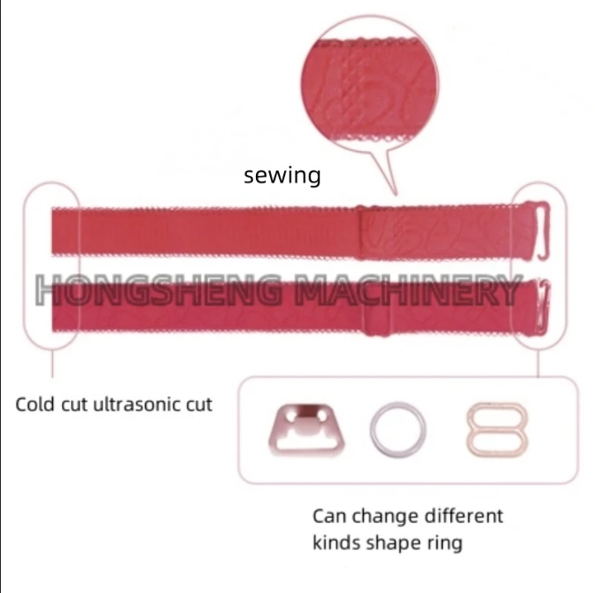 HS-600A Automatic Shoulder bra Strap Sewing Machine Cold knife ande ultrasonic cut and sewing Bra Strap size 220-600mm