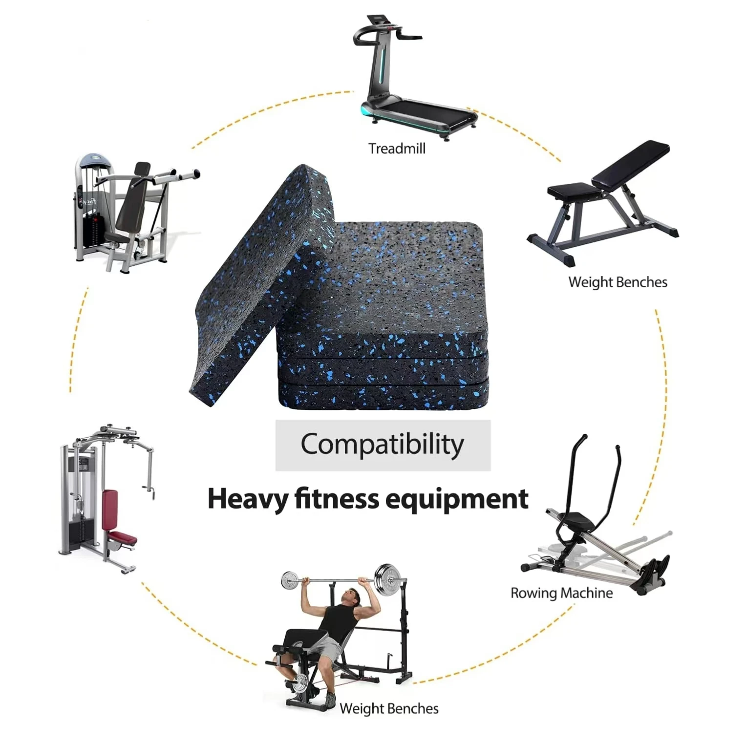 Top Selling Indoor Rubber Gym Floor Tiles Protective Mat for Exercise Use