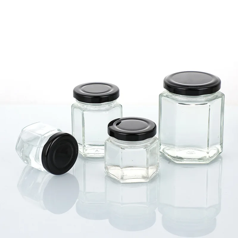 200mlMade in China  Hexagon Glass Storage Jar Honey Storage Bottles  Customizable wholesale