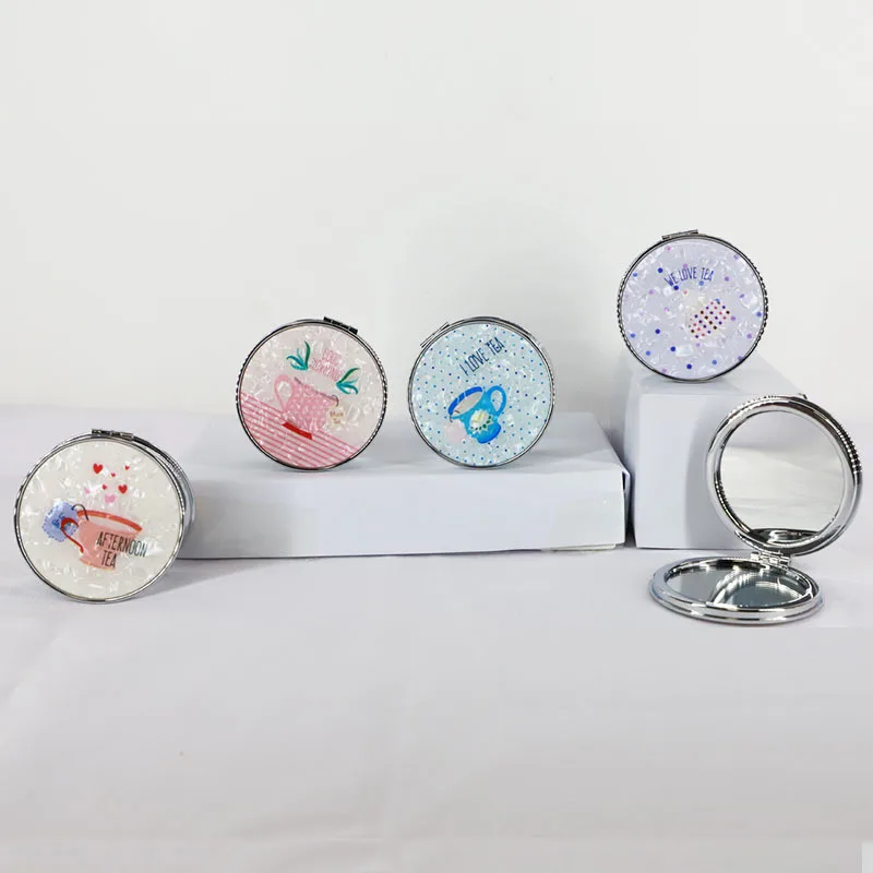 Wholesale Sanrios Anime Small Double-Sided Fluid Glitter Cosmetic Mirror Cute Portable Girls Makeup Mirrors