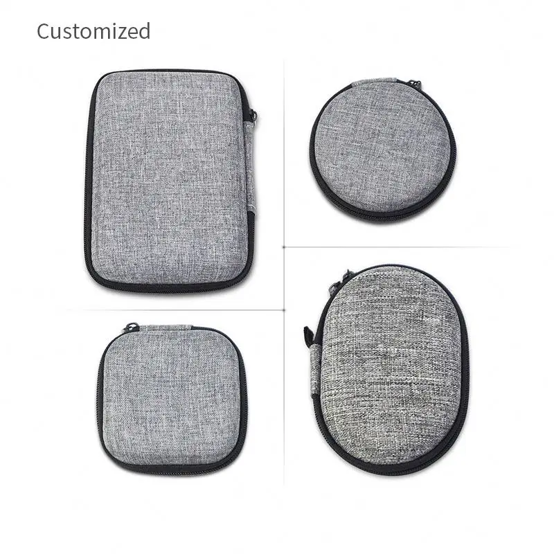 Customized Mobile Hard Disk Storage Anti-Pressure EVA Card and Headphone Organizer Case with Square Zipper for Outdoor Usage