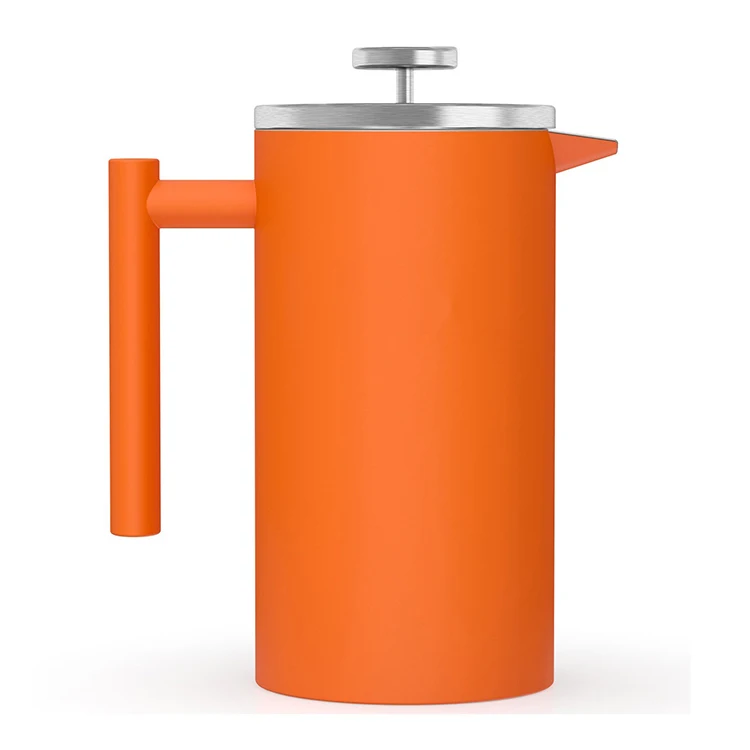 Double wall insulated vacuum stainless steel french press coffee maker
