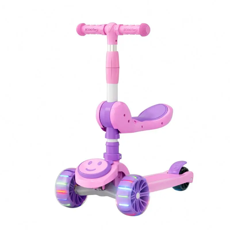 2023 Hot Sale Kids Scooter with Seat and Music Flash PU LED Wheels New Design