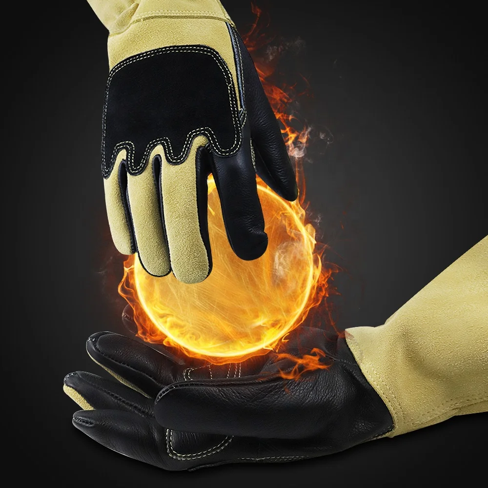 Manufacturer high quality sheepskin leather welding gloves Extreme Cut   Heat Resistant