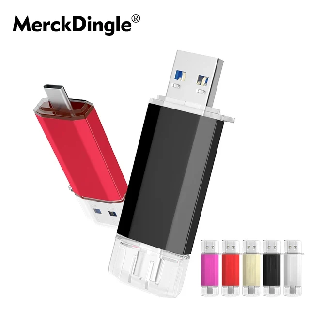 
Color plastic USB 2.0 3.0 pendrive 4GB 8GB 16GB 32GB 64GB 128GB pen drives 2 in 1 OTG TYPE C Usb Flash Drive for mobile phone 