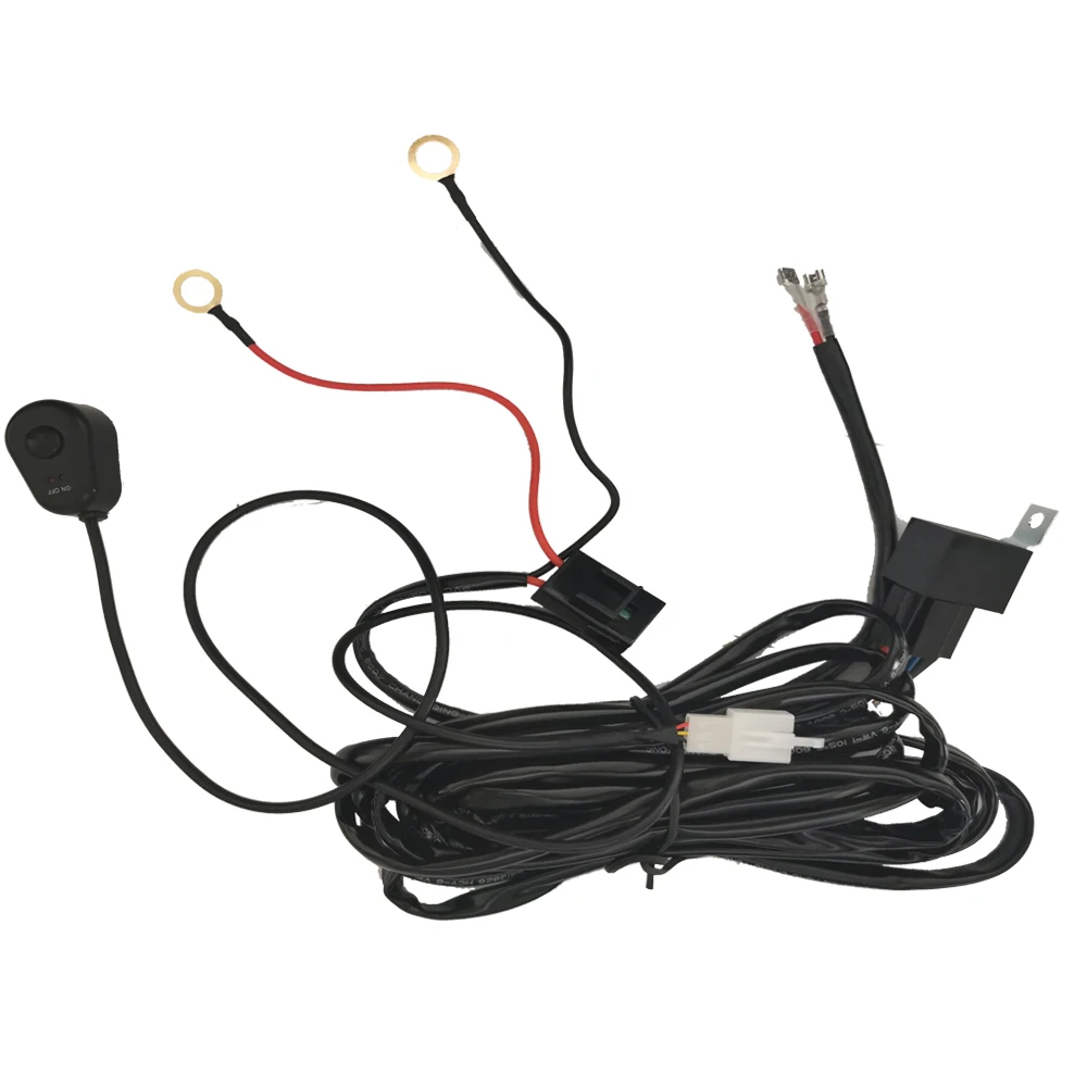 12V On Off LED Light Bar Wiring Harness Switch Power Relay Blade Fuse for Off Road Lights Work Light