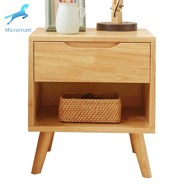 Wholesale Storable Nordic Style Log Color Bedroom Furniture 1 drawer Wood Bedside Table