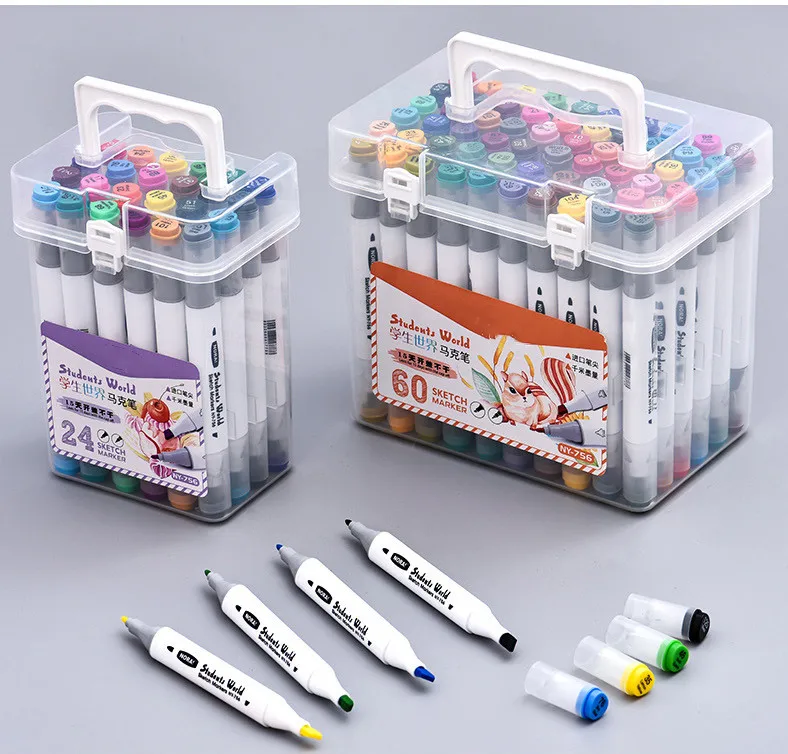 ALL PASS Wholesale washable double headed marker set Student Art Coloring pen combination painting watercolor pen