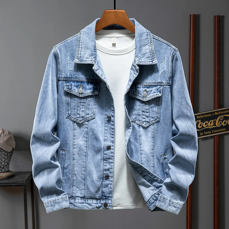 classical work wear fade washed blue and black cotton sherpa fleece lined denim jacket