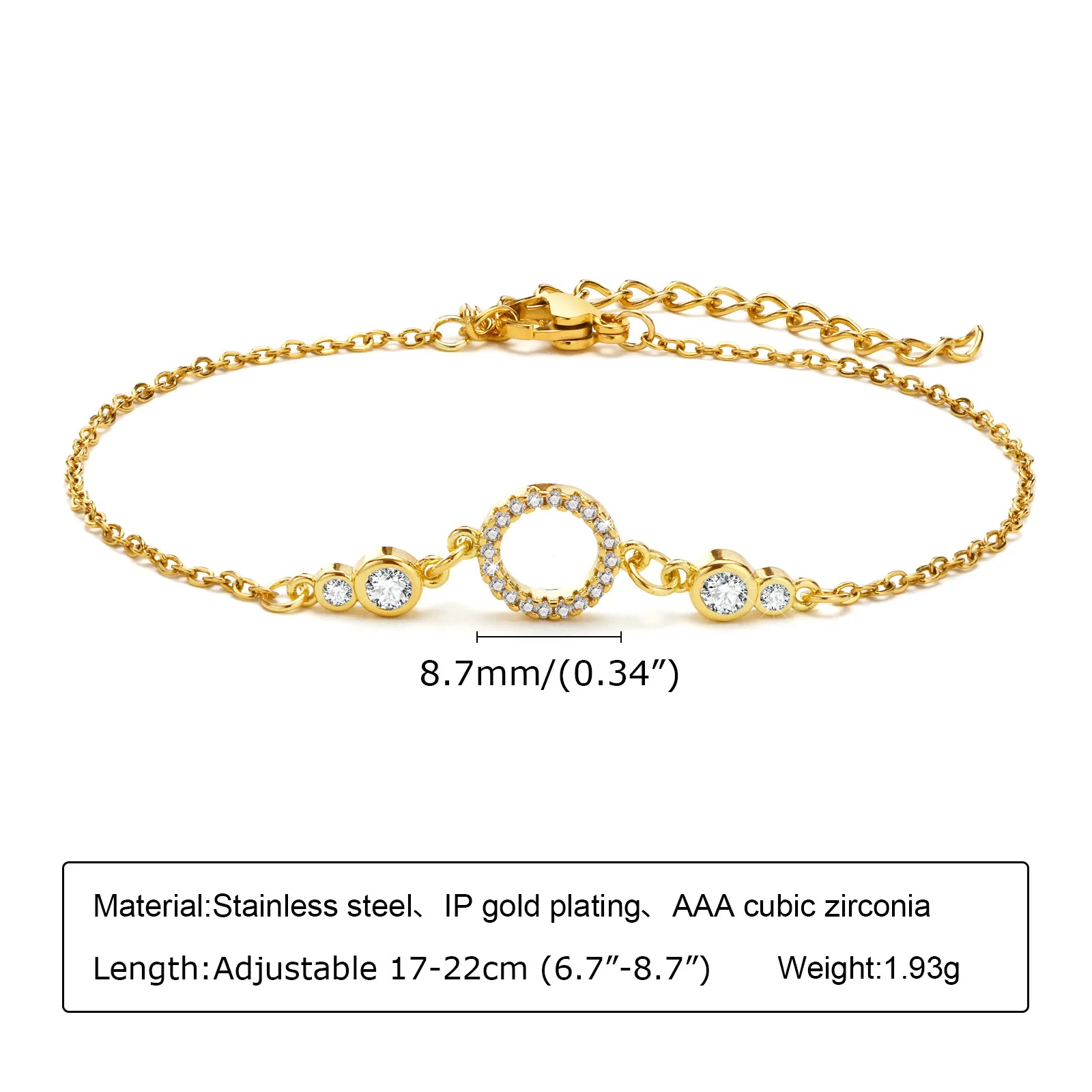 HP stainless steel 18k gold zircon bracelet adjustable bracelet stainless steel bracelet wholesale