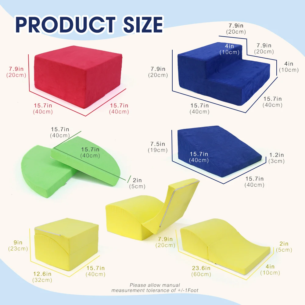 6 Pieces DIY Climbing toys for Toddlers Climb & Crawl Soft Foam Play Block Activity Play Set Gym Climbing Blocks Indoor