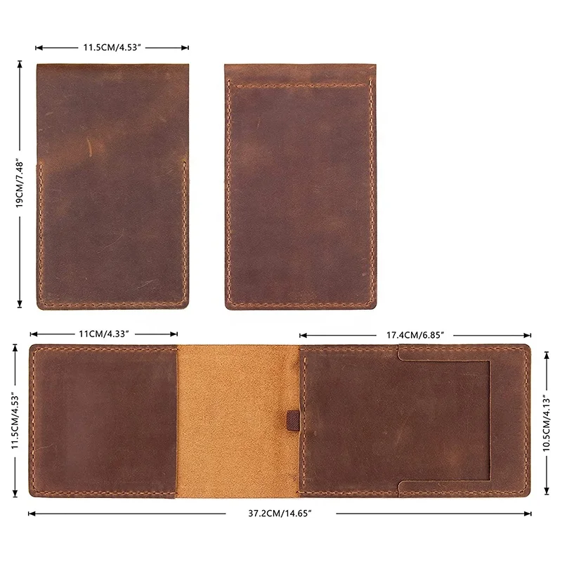 Handmade Leather Yardage Book Cover, Leather Golf Scorecard Holder with Built-in Pencil Loop